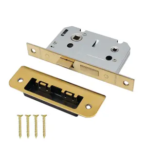 AFIT Bathroom Lock 65mm / 44mm Backset Brass for Internal Wooden Bathrooms Accepts 5mm Square Spindle CE UKCA & Fire Door Approved