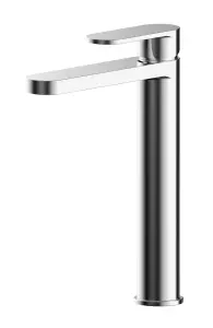 Modern Round High-Rise Mono Basin Mixer Tap - Chrome