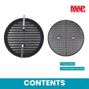 Round Louvre Air Vent Cover - For Pipe & Tubes Openings 80-152mm, Flyscreen Included, Bathroom Shed Garage, Brown