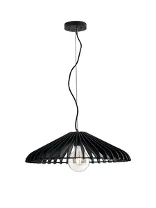 Luminosa CALDER Wire Frame Pendant Ceiling Light Black 50x13.5cm