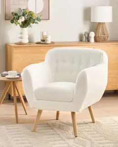 Beliani Retro Armchair MELBY Boucle White