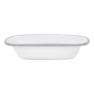 Argon Tableware - White Enamel Pie Dish - 20cm - Grey