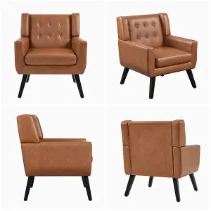 Yaheetech Button Tufted Armchair Leisure Chair - Retro Brown