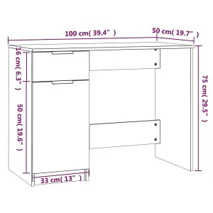 Berkfield Desk Grey Sonoma 100x50x75 cm Engineered Wood