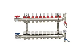 Warmer System Underfloor Heating 10 Port Manifold with 'A' Rated Auto Pump GPA25-6 III and Blending Valve Set