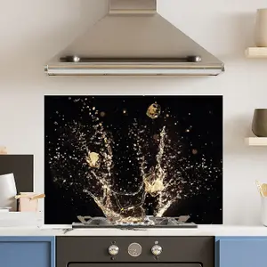 Premium 90cm x 65cm 6mm Glass Champagne Splash Kitchen Splashback Toughened Polished Edge