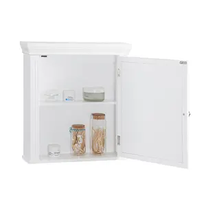 Teamson Home Wall Mounted Mirrored Bathroom Medicine Cabinet, Bathroom Storage, White