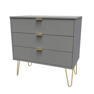 Linear Ready assembled Matt dark grey 3 Drawer Chest of drawers (H)695mm (W)765mm (D)415mm