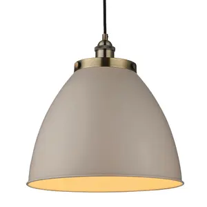 Hanging Ceiling Pendant Light GREY & ANTIQUE BRASS Industrial Lamp Bulb Holder