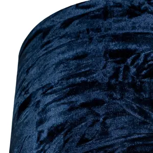 Modern Crushed Velvet Lamp Shade with Shiny Paper Inner Midnight Blue / 20cm H x 30cm W x 30cm D