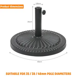 14kg Parasol Base Umbrella Stand Patio Garden Heavy Duty Weighted Black Outdoor