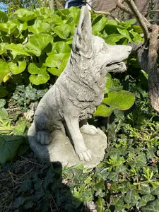 Sitting Alsatian Stone Statue Outdoor Garden British Made Dog Ornament