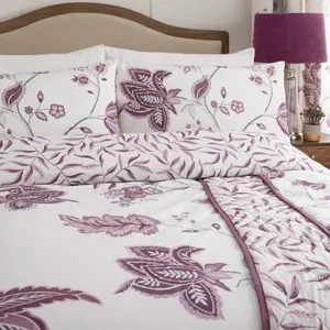 Polyester Floral Duvet Cover Set with Pillowcases Plum / Single Duvet Cover + 1 Standard Pillowcase