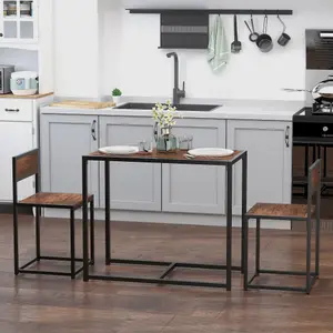 HOMCOM 3 Piece Dining Table Set with Metal Frame Natural