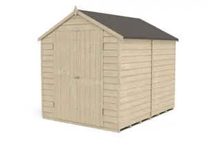 Forest Garden Overlap 8x6 ft Apex Wooden 2 door Shed with floor - Assembly service included