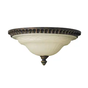 Elstead Drawing Room 2 Light Flush Ceiling Light Walnut, E27