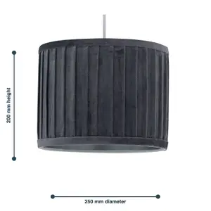 First Choice Lighting Sundance Grey Velvet Pleated 25cm Lamp Shade with Silver Inner