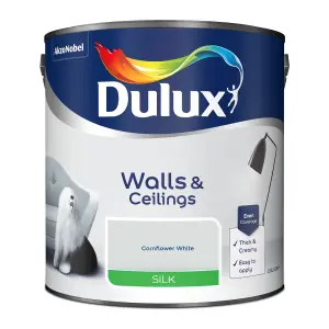 Dulux Natural hints Cornflower white Silk Emulsion paint, 2.5L