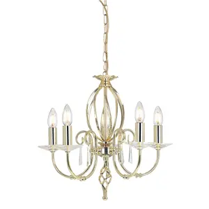 Elstead Aegean 5 Light Chandelier Polished Brass Finish, E14