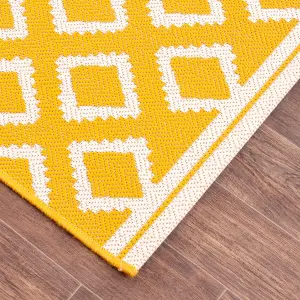 Gold Outdoor Rug, Geometric Stain-Resistant Rug For Decks Garden Balcony, 15mm Modern Outdoor Area Rug- 120cm X 170cm