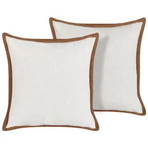 Set of 2 Cushions IANTHE Cotton 45 x 45 cm Solid Off-White