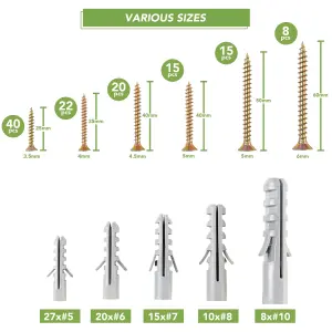 BLOSTM Screws And Wall Plugs - 200 Piece