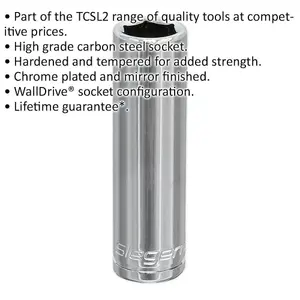 High-Quality 12mm Chrome Plated Deep Drive Socket - 3/8" Square Drive Carbon Steel Tool