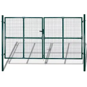 Berkfield Double Door Fence Gate Powder-Coated Steel