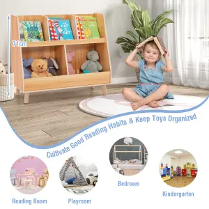 Costway 5-Cubby Kids Toy Storage Organizer Wooden Children Bookcase Bookshelf Cabinet