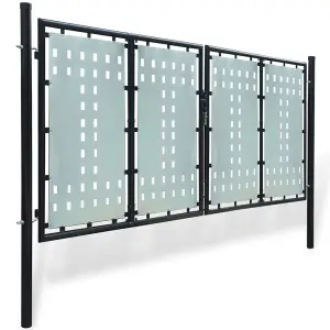 Berkfield Black Double Door Fence Gate 300 x 175 cm