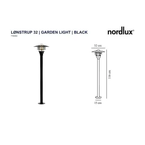 Nordlux Lonstrup 32 Outdoor Patio Terrace Garden Light In Black (Height) 116cm