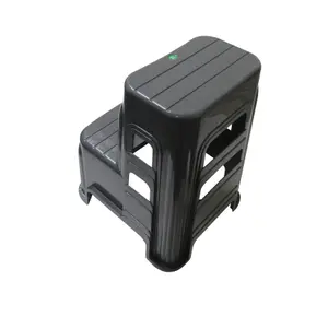 Plastic Double Step Stool Tall 150KG (Grey Lightweight Motorhome Stackable Detailing)