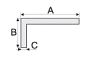 Aluminum anodised non-equal sided angle bar, profile bar B21 1000x30x20 mm