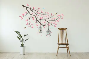 Walplus Wall Sticker Pink Blossom Flower Tree Art Nursery Living Room Bedroom Kids Sticker PVC Pink