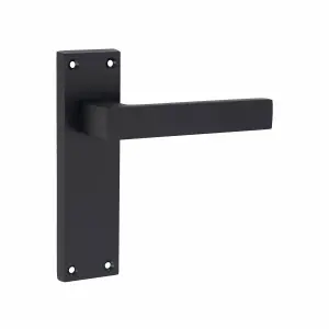 1 Pair of Victorian Straight Delta Matt Black Lever Latch Door Handles 150mm Long - Golden Grace