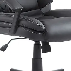 HOMCOM Swivel Executive Office Chair, Mid-Back Faux Leather Desk Chair With Double-Tier Padding, Arms, And Wheels, Black | Aosom UK