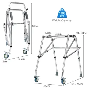 Costway One-Way Folding Walker w/ Aluminium Alloy Frame & High Weight Capacity