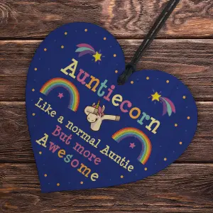 Red Ocean Unicorn Gift For Auntie Aunt Auntie Birthday Gifts Novelty Gift For Her Wooden Heart