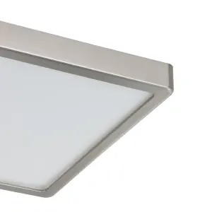 Eglo Fueva-Z Square Satin Nickel Smart Control Colour Changing LED Ceiling Light, (D) 28.5cm