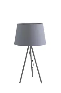 Luminosa MARILYN Table Lamp with Round Tapered Shade Grey, Cotton Lampshade 30x58.5cm