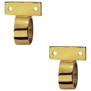 2 PACK - Vertical Fixed Ring Sash Window Lift Handle 44 x 12mm 25mm Dia Polished Brass