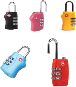 TSA Accepted Luggage Lock 3 Combination Travel Suitcase Combination Padlock Assorted Colour 4pk