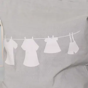 Grey Draw String Cotton Laundry Bag