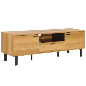 Beliani Traditional TV Stand Light Wood CLAREMONT