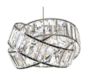 Modern Interwoven Rings pendant Chrome Light Shade with Clear Acrylic Crystals 19cm x 29cm