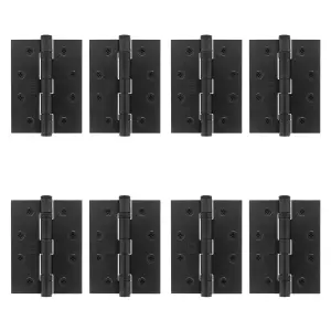 AFIT Matt Black Door Hinges - 4 Inch / 102mm  Internal Fire Door Hinges - 4 Pairs