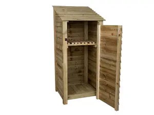 Wooden tool store with storage shelf, garden storage W-79cm, H-180cm, D-88cm - natural (light green) finish