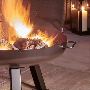 60cm Black Steel Fire Pit (2 Handles)