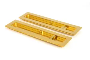 From The Anvil Polished Brass 250mm Plain Rectangular Pull - Privacy Set