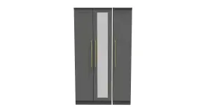 Helmsley Tall Triple Mirror Wardrobe in Dusk Grey (Ready Assembled)